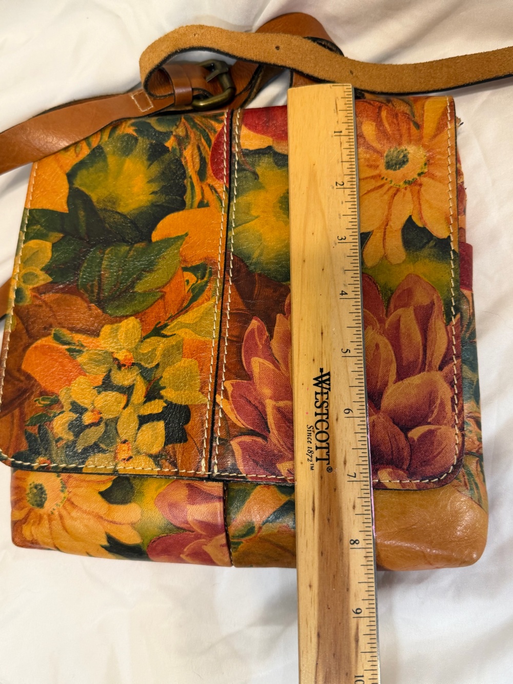 Patricia Nash English Country Floral Leather Crossbody Organizer Bag - Picture 7 of 9